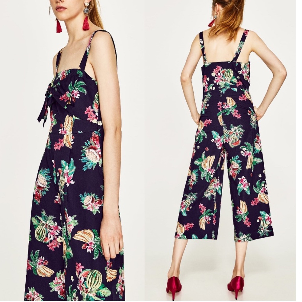 Zara Tropical Print Jumpsuit